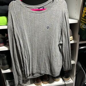 Lands' End Chase Apparrel Gray Cable Knit Sweater